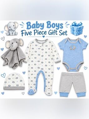 NWT Baby Essentials Baby Boys Five-Piece Gift Set 6M